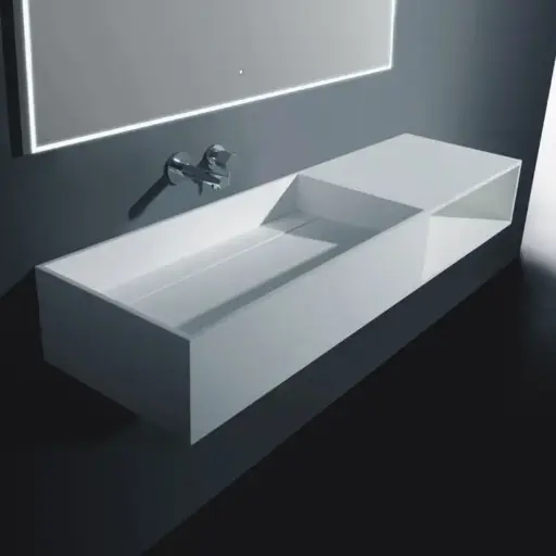 Lavabo suspendu Mineral 120x40 cm, matière composite