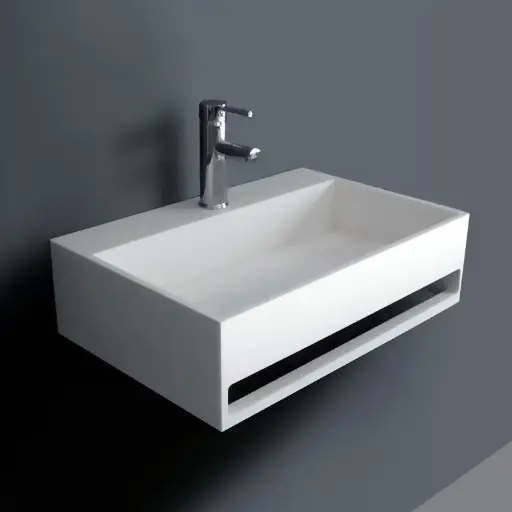Lavabo suspendu 60 x 40 cm, matière composite, Mineral