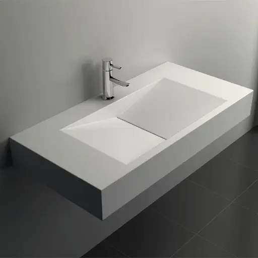 Lavabo suspendu, matière composite minéral, 90x45 cm