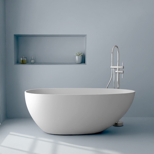 Baignoire îlot ovale, 150x76 cm à 180x90 cm, résine minérale
