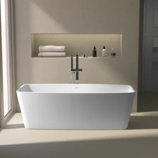 Baignoire îlot rectangulaire, 170x78 cm, résine minérale, Squared