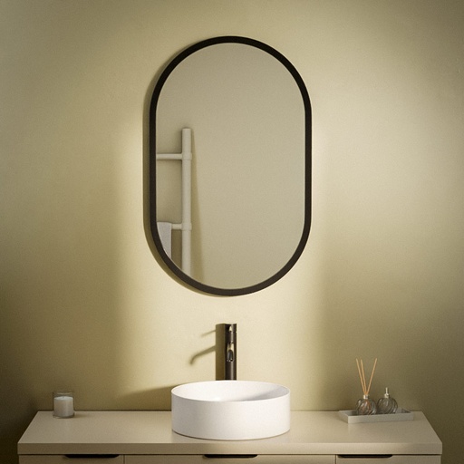 Miroir 50 x 80 cm avec cadre laqué noir mat, Cerdeña