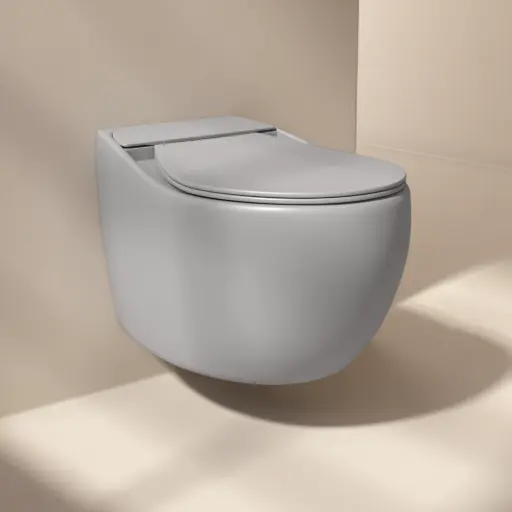 WC suspendu, gris clair mat + abattant slim, Globo