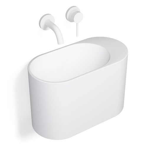 Lave-mains 43 x 22 cm, sans trou de robinet, blanc mat, Ovalo