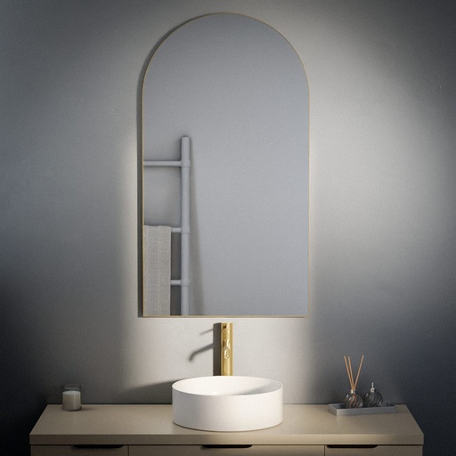 Miroir demi lune l.55 x H.100 cm en métal doré mat, Frame