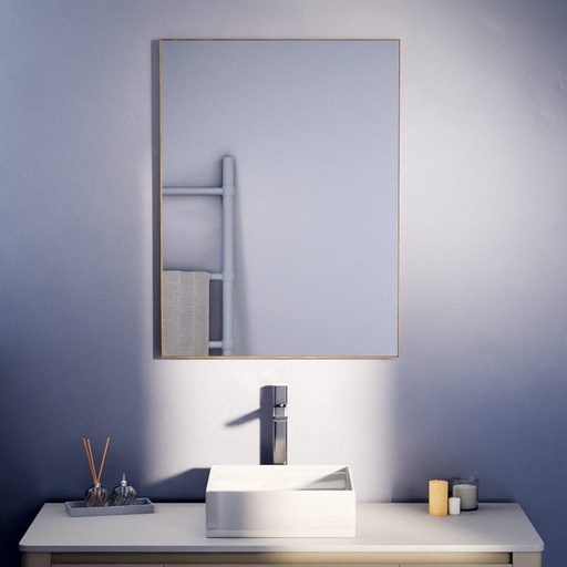Miroir rectangulaire l.60 x H.80 cm en métal finition laiton, Cuadro 2