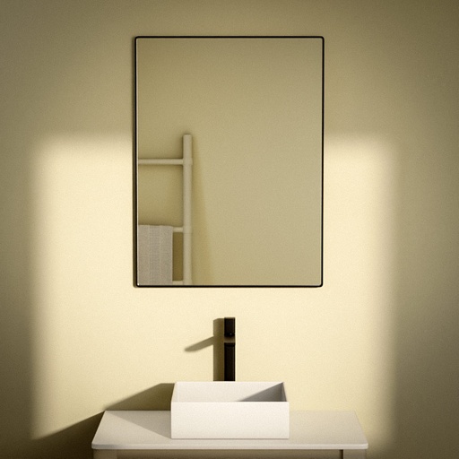 Miroir rectangulaire l.60 x H.80 cm en métal noir mat, Frame