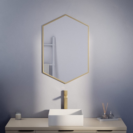 Miroir hexagonal l.50x H.75 cm, en métal, Hexa, 2 couleurs