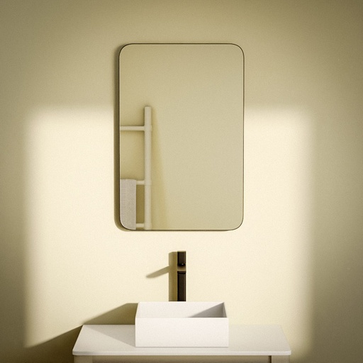 Miroir rectangulaire l.50 x H.75 cm en métal noir mat, Frame
