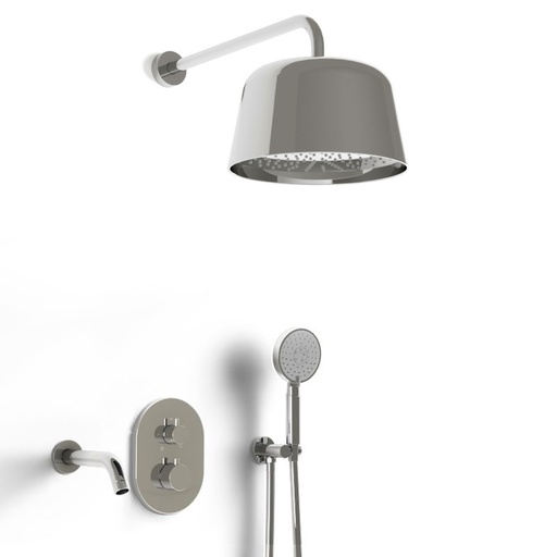 Composition bain douche thermostatique encastrée, chrome, Châtelet