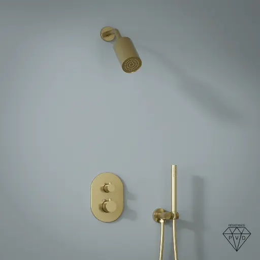 Douche thermostatique, douche épaules, doré brossé, Châtelet