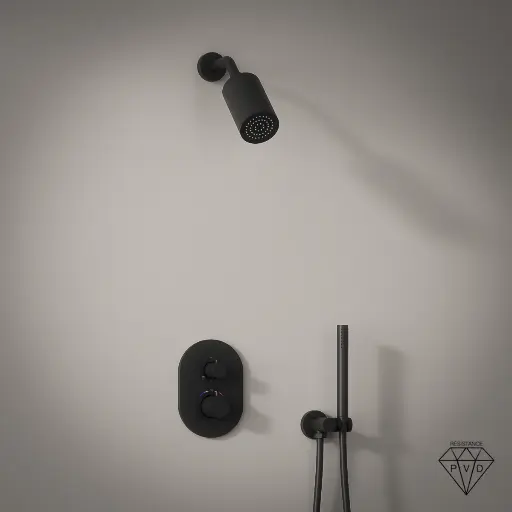 Douche thermostatique, douche épaule, noir, Châtelet