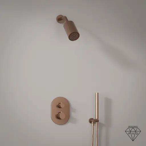 Douche thermostatique, douche épaule, doré rose brossé, Châtelet