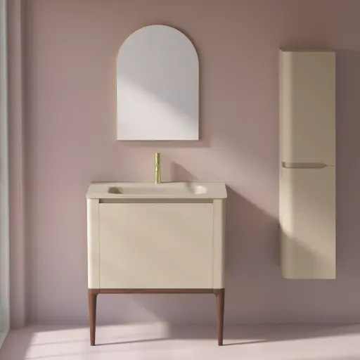 Meuble vasque encastré 80 cm à poser ou suspendu, Panthéon, 2 couleurs