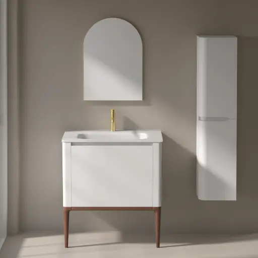 Meuble vasque encastré blanc mat 80 cm à poser, Panthéon