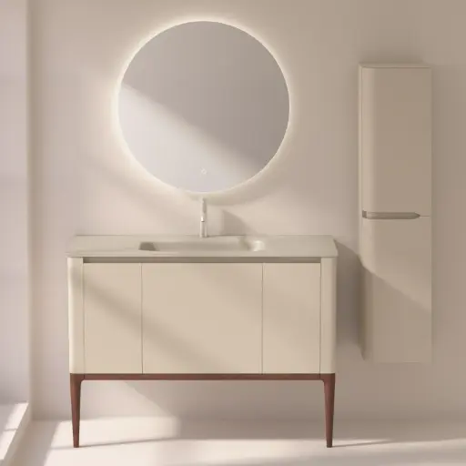 Meuble vasque encastré à poser ou suspendu 120 cm, Panthéon, 2 couleurs