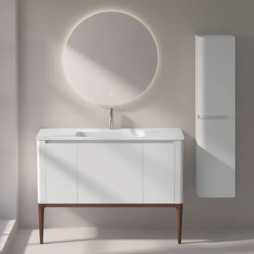 Meuble vasque encastré à poser ou suspendu 120 cm, Panthéon, 2 couleurs