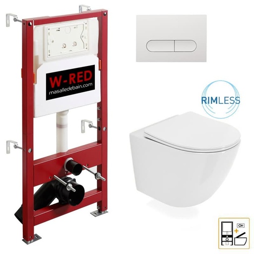 Pack Bati-support PRO W-RED + plaque blanche + WC Célia