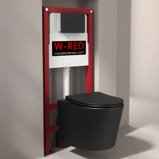PACK Bati-support STANDARD  Autoportant + WC Noir mat Flavia + plaque