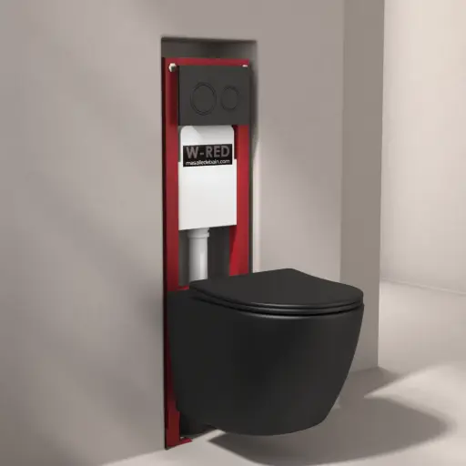 Pack WC Bati-support ETROIT Autoportant W-RED + WC Noir mat + plaque