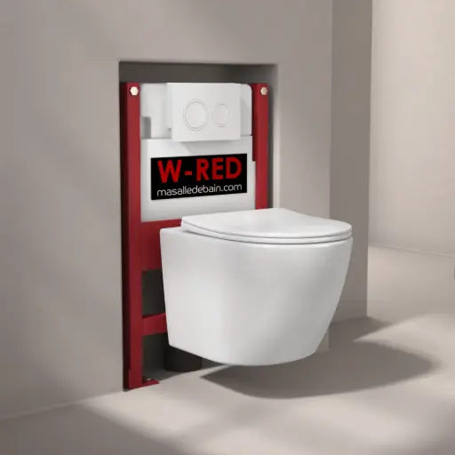 PACK Bati-support FAIBLE HAUTEUR Autoportant W-RED + plaque blanche + WC Célia