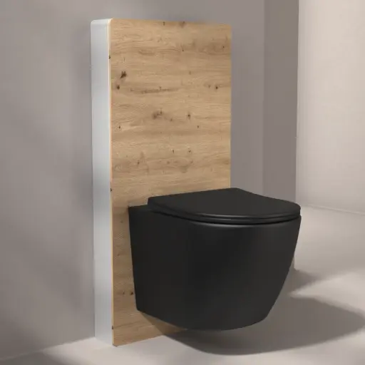 Bâti autoportant bois Amazonia Elo + Capteur + WC suspendu noir mat, Celia