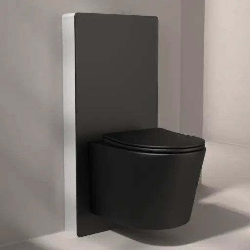 Bâti autoportant noir Elo + Capteur + WC suspendu noir mat, Flavia