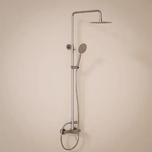Colonne de douche avec mitigeur mécanique, inox brossé, Steel