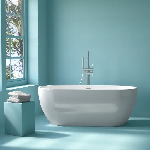 Baignoire îlot ovale, 130 à 180cm, acrylique, bonde blanche et vidage inclus, Calipso