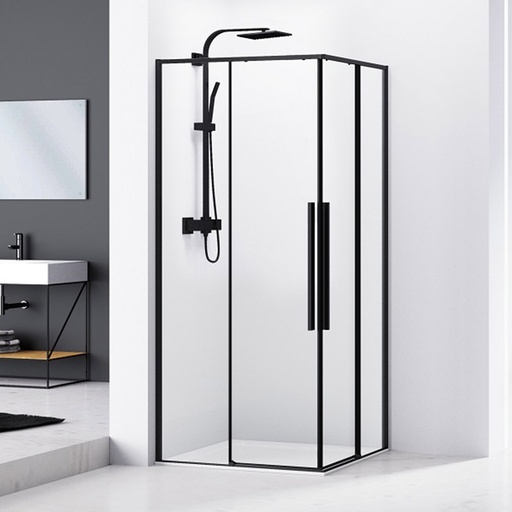 Cabine de douche coulissante de 100x100 cm, noir mat, Arena Black