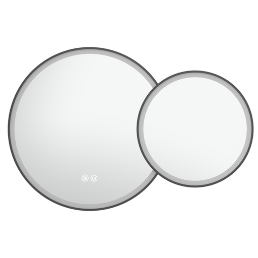Miroir 105x70 cm lumineux LED, antibuée, double ronds, cadre avec 3 couleurs, Châtelet