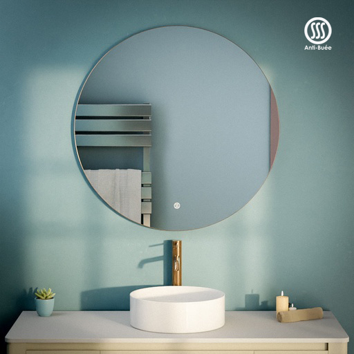 Miroir Ø80 cm rond, antibuée, Châtelet, 3 couleurs