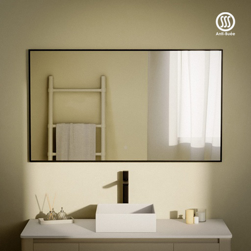 Miroir 120x70 cm rectangulaire, antibuée, Châtelet, 3 couleurs