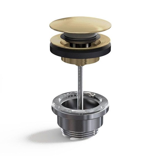 Bonde lavabo clic-clac ou fixe universelle en laiton finition doré brossé
