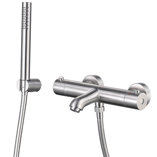 Mitigeur thermostatique bain-douche, inox brossé, Châtelet