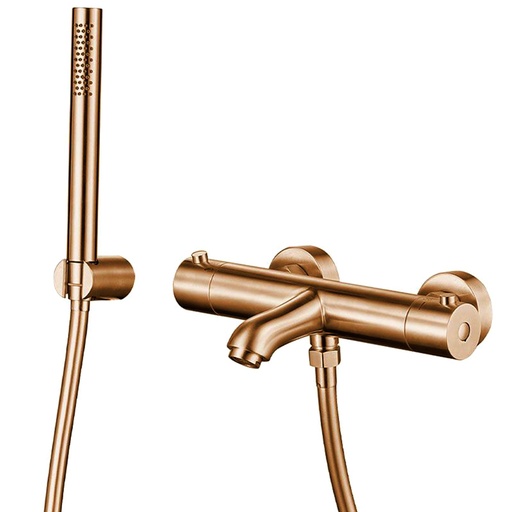 Mitigeur thermostatique bain-douche, doré rose brossé, Châtelet