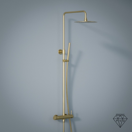 Colonne de douche mitigeur, Ø25cm, inox doré brossé, Châtelet III