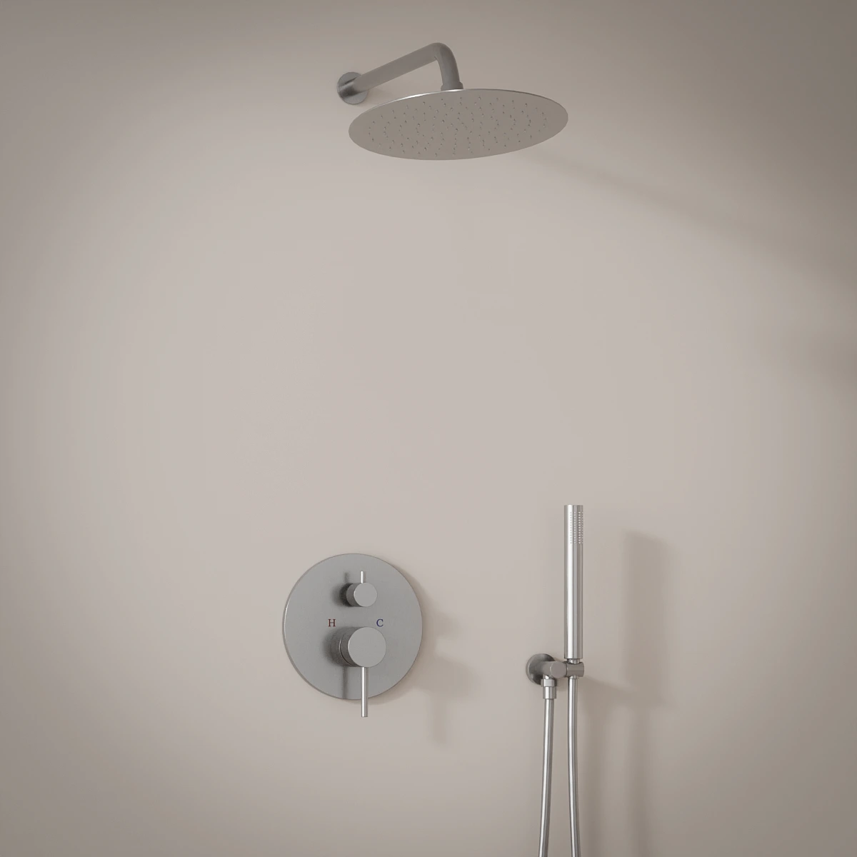 Pack robinetterie mitigeur douche à encastrer, inox brossé, 2 sorties, Châtelet