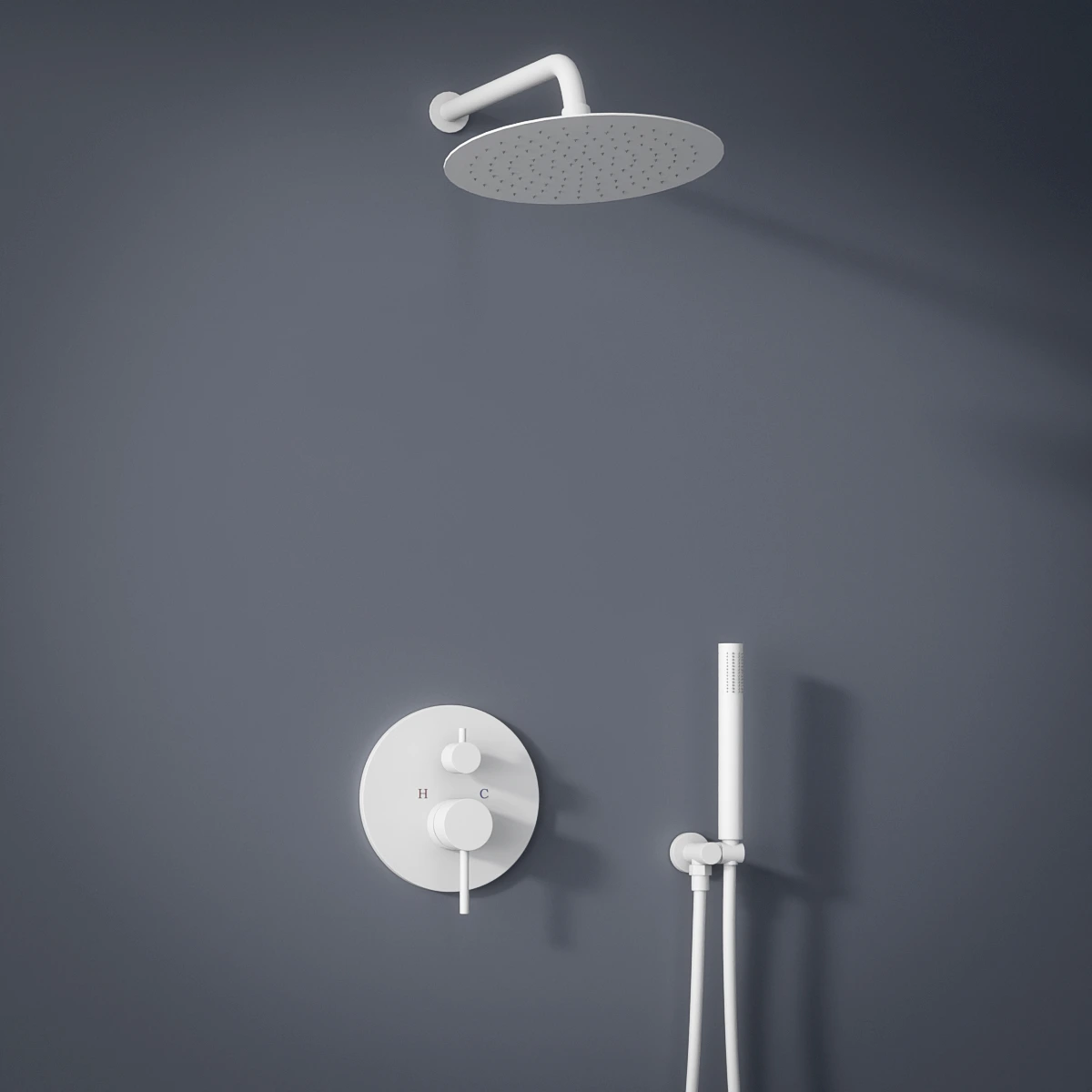 Pack robinetterie mitigeur douche à encastrer, blanc mat, 2 sorties, Châtelet