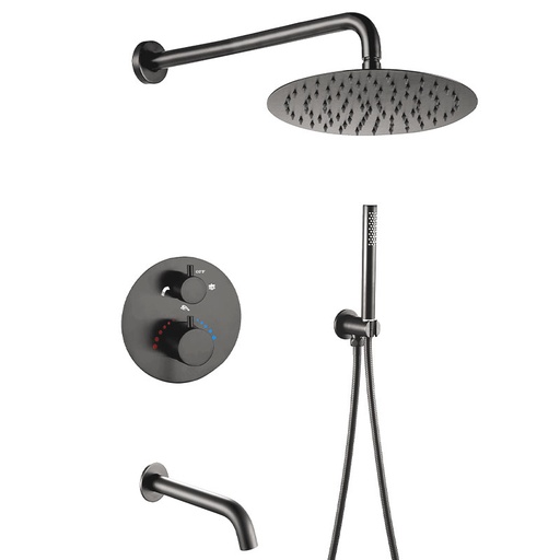 Composition bain douche thermostatique encastrée gris anthracite, Châtelet