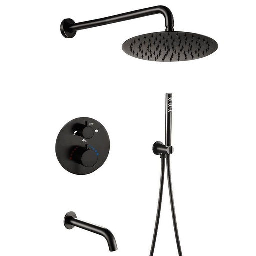 Composition bain douche thermostatique encastrée noir brossé, Châtelet