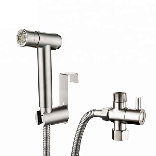 Set douchette hygiénique inox brossé pour WC à poser, Steel