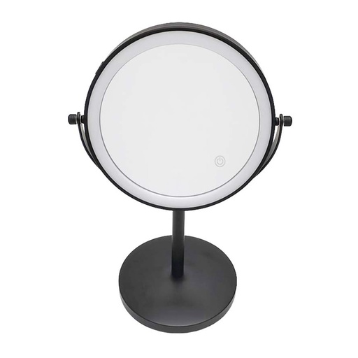 Miroir cosmétique grossissant  5X + Led, Noir mat, Elvire