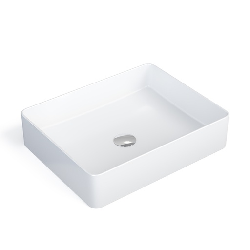Vasque 47x37 cm, céramique blanche à poser rectangulaire, Fino