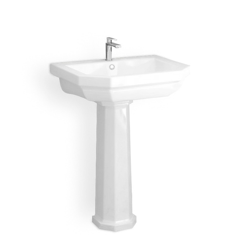 Lavabo colonne en céramique monotrou, 58 cm, 1920