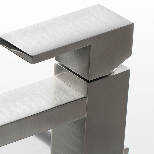Robinet Mitigeur Lavabo Haut Carré, nickel brossé, "Q" bec 252 mm