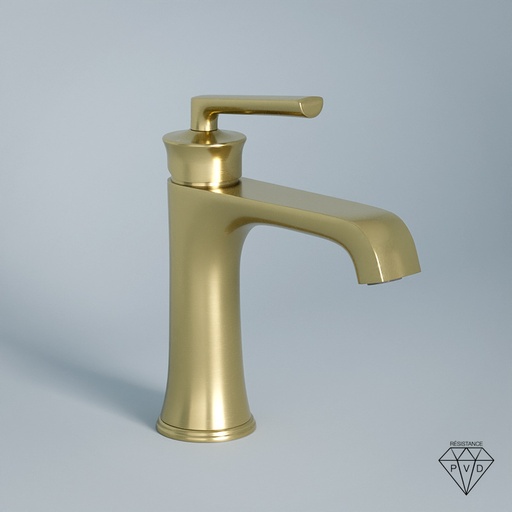 Robinet Mitigeur Lavabo doré brossé, Art Déco