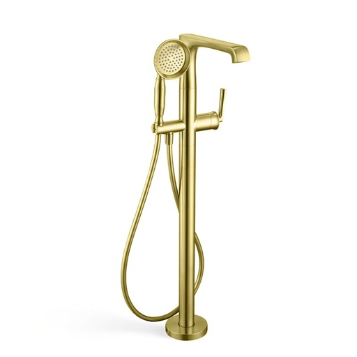 Robinet mitigeur de bain au sol, doré brossé, Art Déco