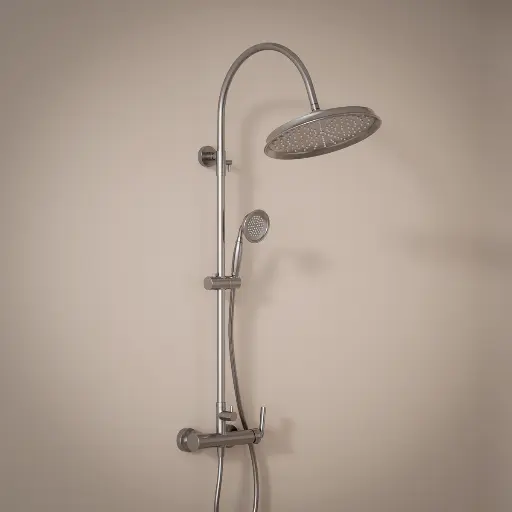 Colonne de douche avec mitigeur mécanique, inox brossé Art Déco