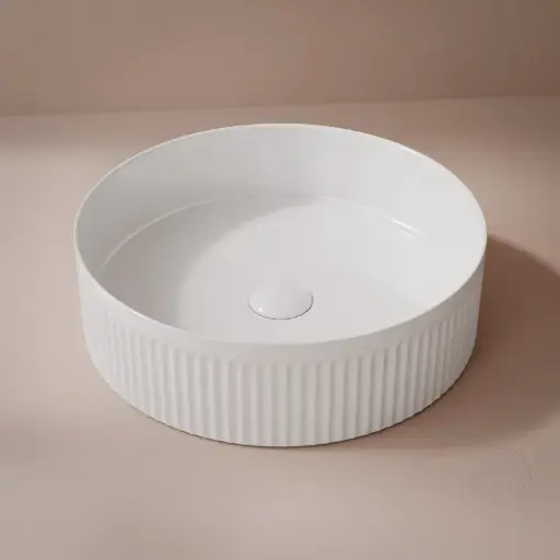 Vasque à poser cannelée, 40 cm, 3 couleurs